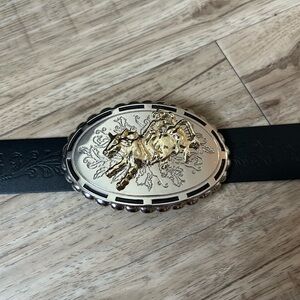 Western belt buckle bull rider rodeo stampede farm cowboy country metal